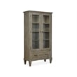 Bowery Hill Glass Door Bookcase with Drawer in Dovetail Grey Pine
