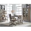 Bowery Hill Glass Door Bookcase with Drawer in Dovetail Grey Pine