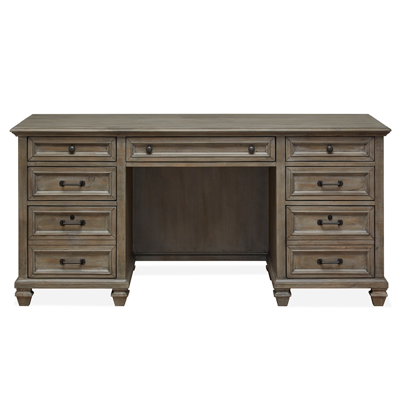 Bowery Hill Credenza with 5 Drawers and File Storage in Dovetail Grey