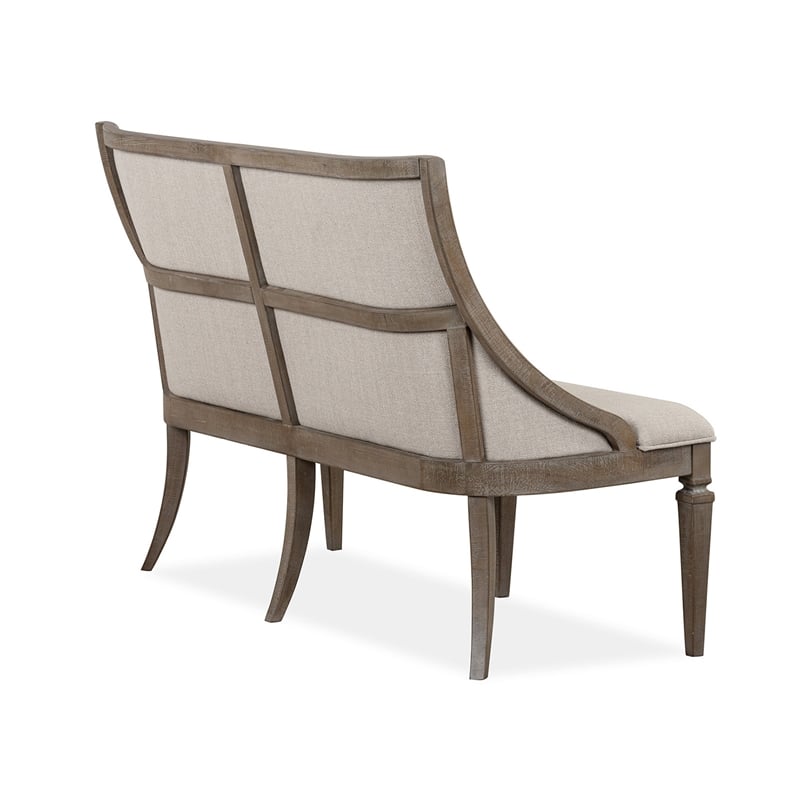 Bowery Hill Upholstered Bench with Nailhead Trim in Dovetail Grey