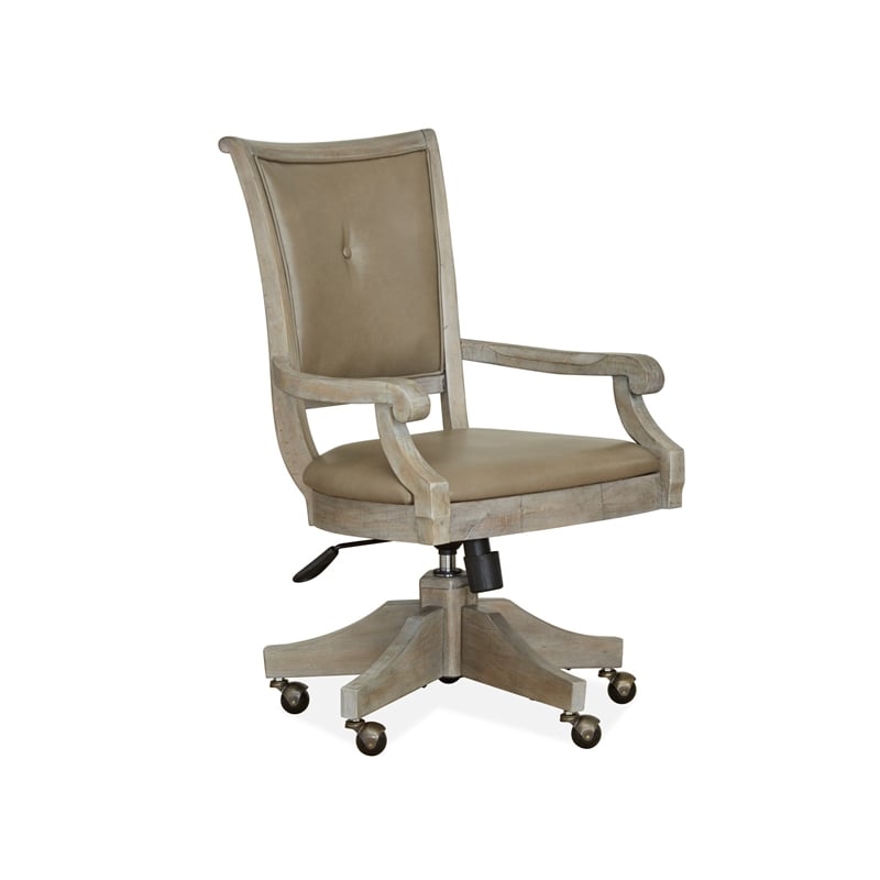 Bowery Hill Fully Upholstered Swivel Chair in Dovetail Grey with Casters