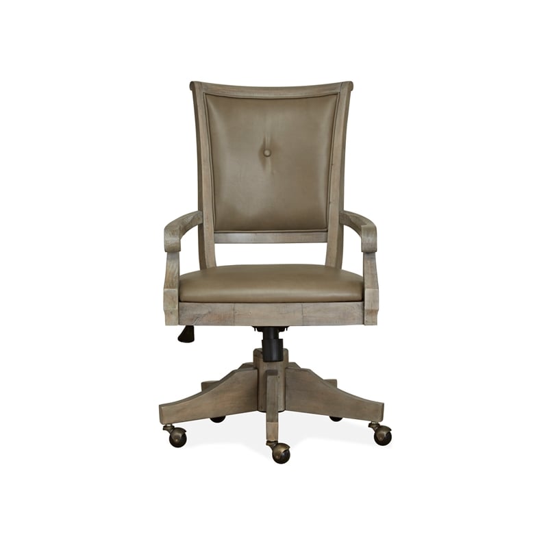 Bowery Hill Fully Upholstered Swivel Chair in Dovetail Grey with Casters