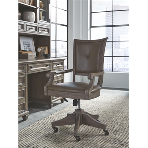 Bowery Hill Fully Upholstered Swivel Chair in Dovetail Grey with Casters