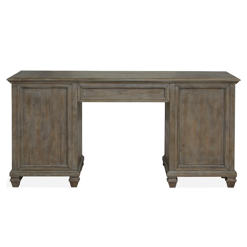 Bowery Hill Executive Desk with 5 Drawers and File Storage in Dovetail Grey