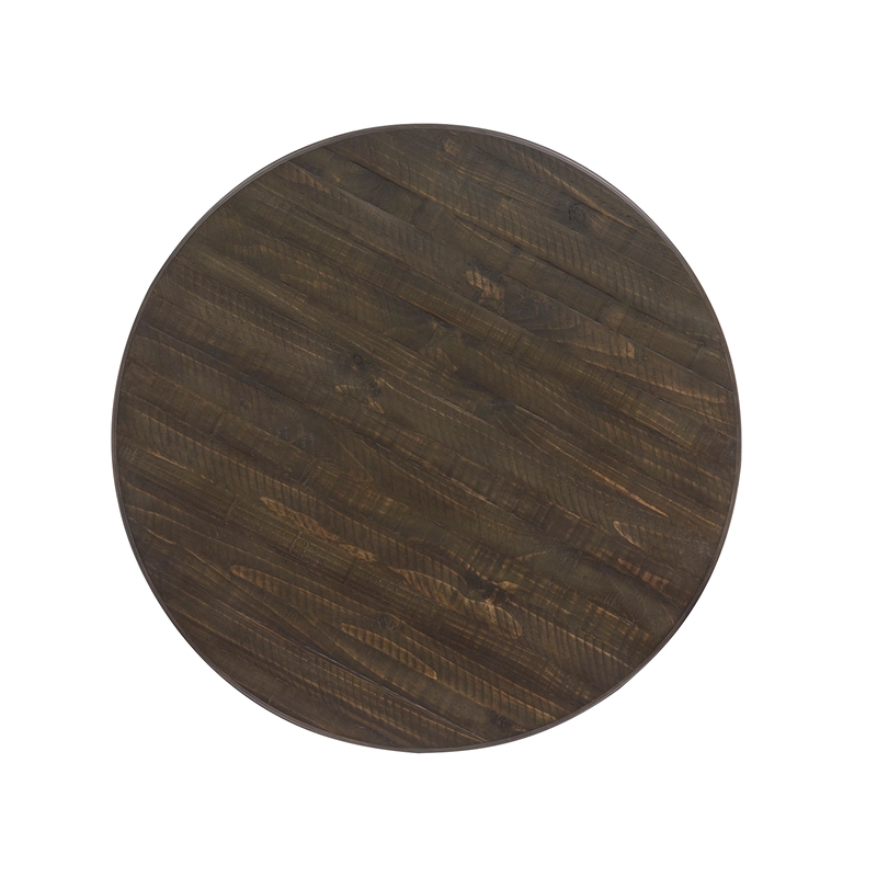 Bowery Hill Round Cocktail Table in Peppercorn with Pine Solids