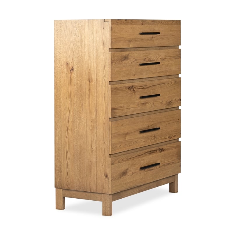 Bowery Hill Contemporary 5-Drawer Bedroom Chest in Rustic Caramel