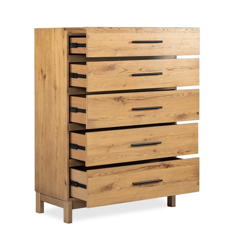Bowery Hill Contemporary 5-Drawer Bedroom Chest in Rustic Caramel