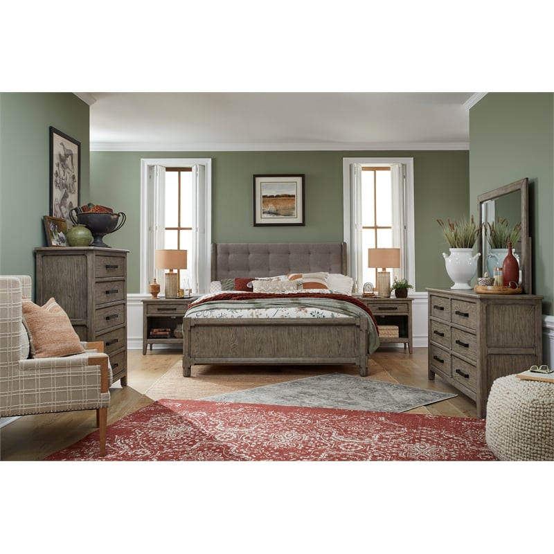 Bowery Hill Contemporary 6-Drawer Bedroom Dresser in Smokey Taupe