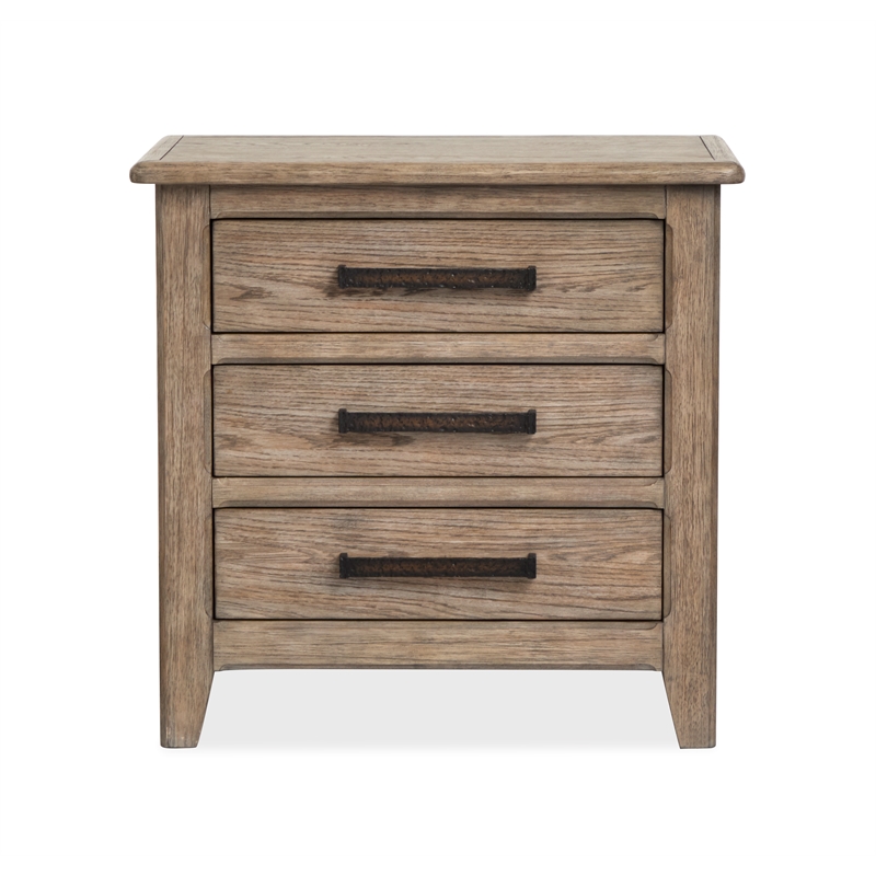 Bowery Hill 3-Drawer Nightstand in Smokey Taupe With Felt Lining