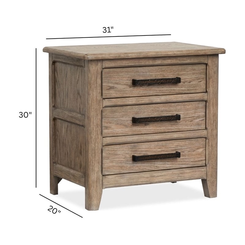 Bowery Hill 3-Drawer Nightstand in Smokey Taupe With Felt Lining
