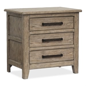 Bowery Hill 3-Drawer Nightstand in Smokey Taupe With Felt Lining
