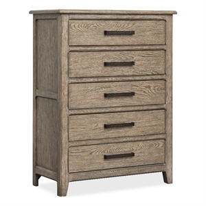 Bowery Hill 5-Drawer Bedroom Chest in Smokey Taupe With Felt Lining