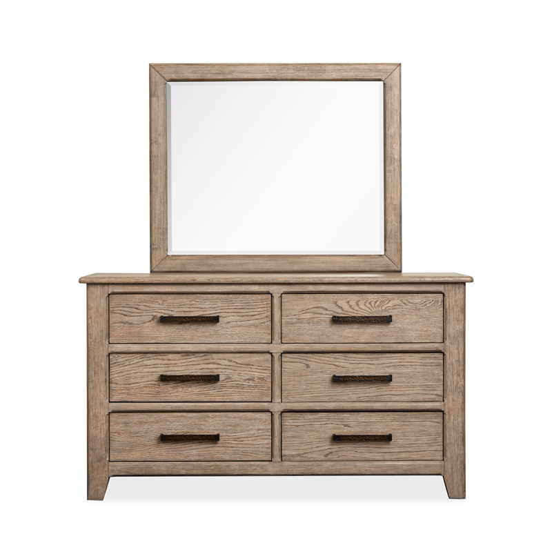 Bowery Hill 6-Drawer Dresser With Landscape Mirror in Smokey Taupe