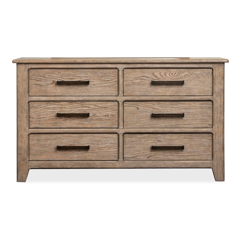 Bowery Hill 6-Drawer Dresser With Landscape Mirror in Smokey Taupe