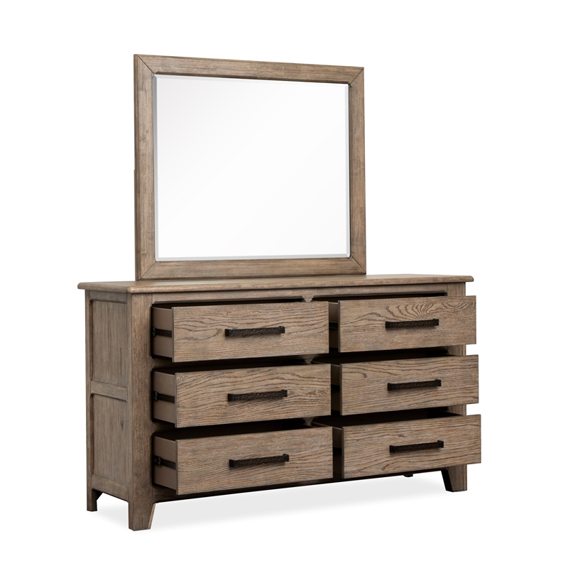 Bowery Hill 6-Drawer Dresser With Landscape Mirror in Smokey Taupe