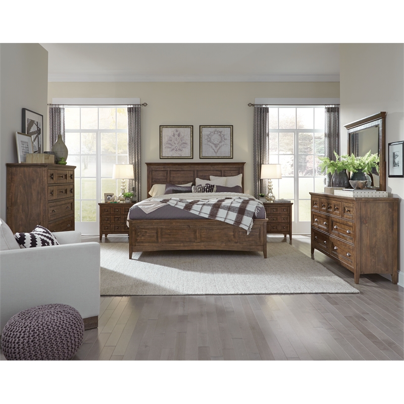 Bowery Hill 7-Drawer Dresser With Landscape Mirror in Toasted Nutmeg