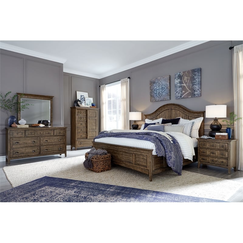 Bowery Hill 7-Drawer Dresser With Landscape Mirror in Toasted Nutmeg