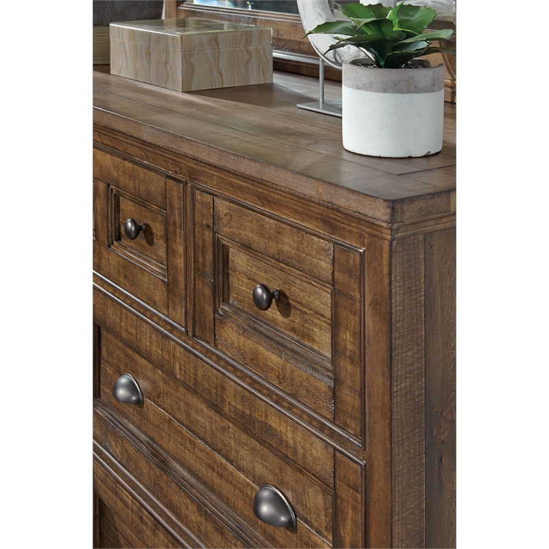 Bowery Hill 7-Drawer Dresser With Landscape Mirror in Toasted Nutmeg
