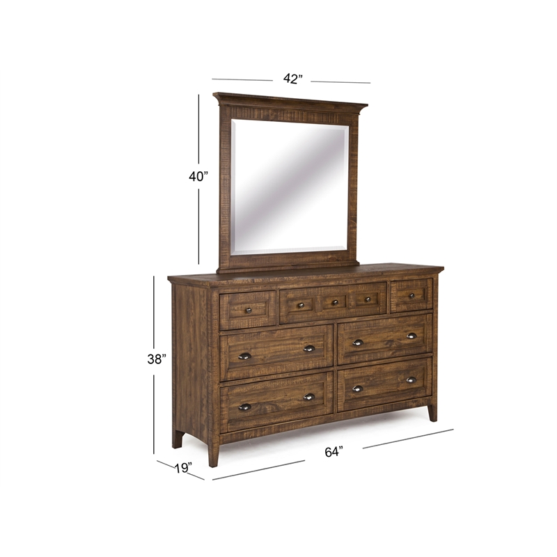 Bowery Hill 7-Drawer Dresser With Landscape Mirror in Toasted Nutmeg