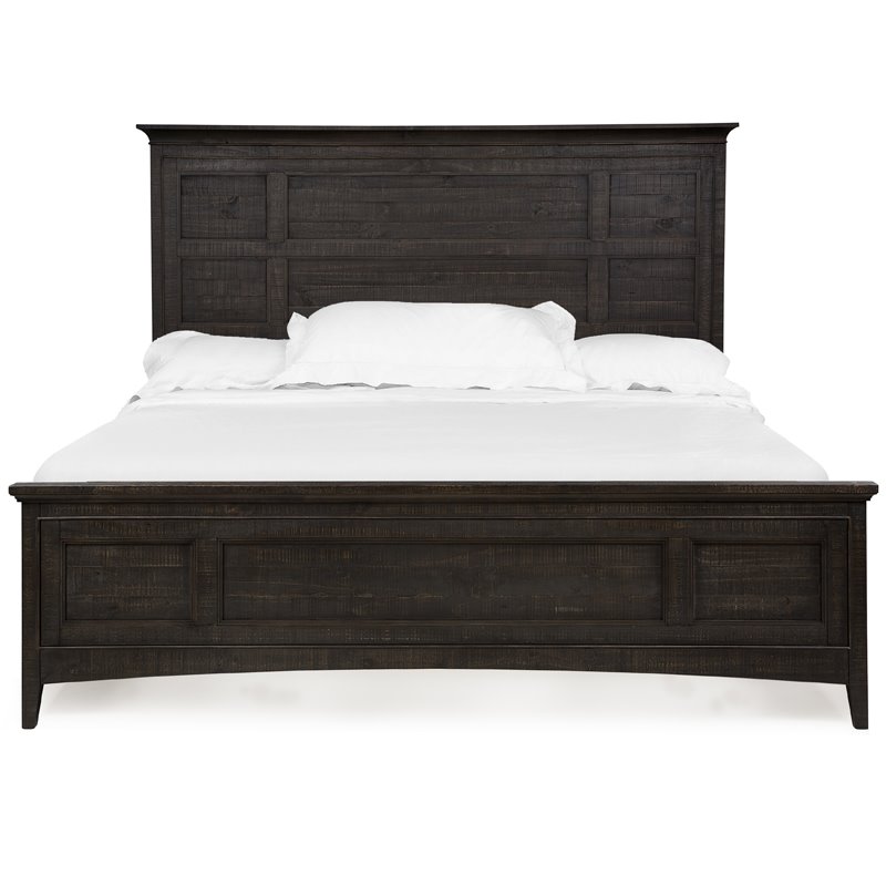 Bowery Hill Contemporary Queen Panel Bed With Storage Rails in Graphite