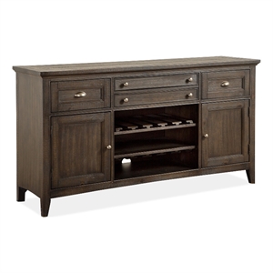 Bowery Hill Graphite Buffet With Felt Lined Drawers and Wine Rack