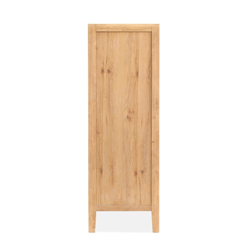 Bowery Hill 5-Drawer Wood Chest in Butternut Natural/Graphite