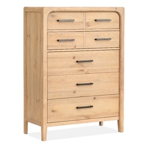 Bowery Hill 5-Drawer Wood Chest in Butternut Natural/Graphite