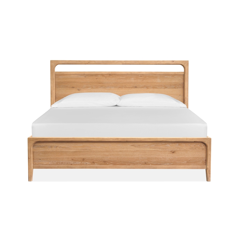 Bowery Hill King Panel Bed in Butternut Natural With Floor Protectors