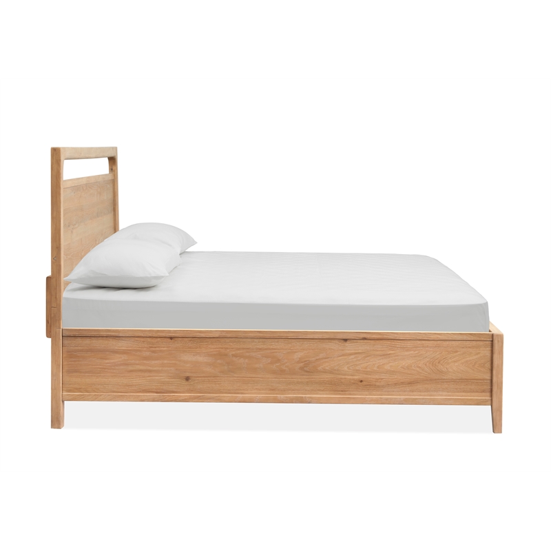 Bowery Hill King Panel Bed in Butternut Natural With Floor Protectors