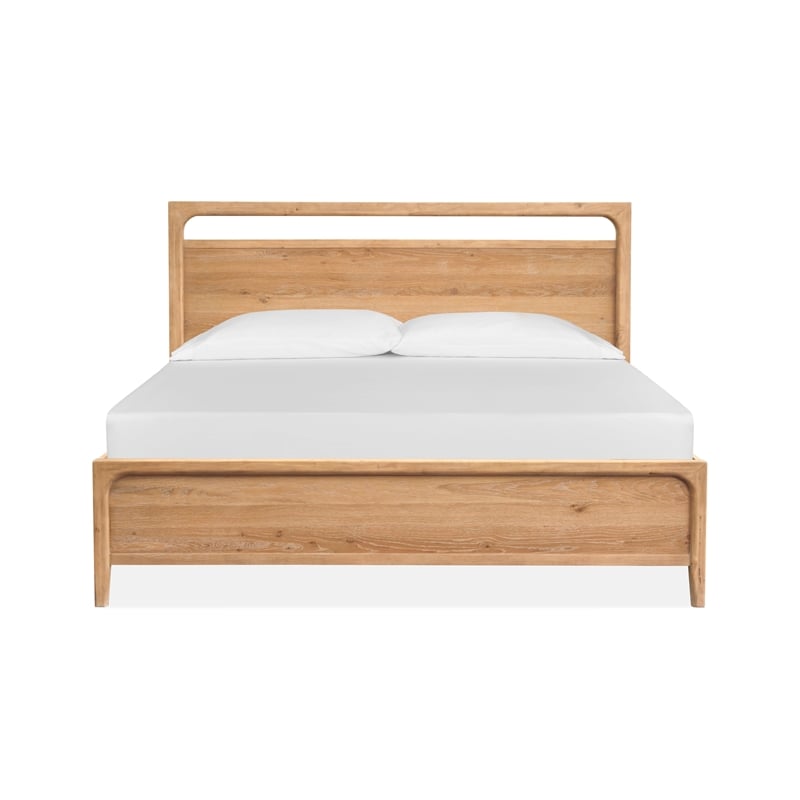 Bowery Hill Queen Panel Bed in Butternut Natural With Floor Protectors