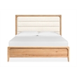 Bowery Hill King Panel Bed With Upholstered Headboard in Butternut