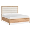 Bowery Hill King Panel Bed With Upholstered Headboard in Butternut