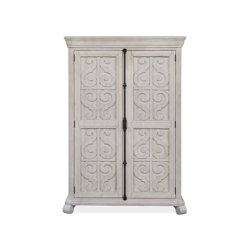 Bowery Hill Alabaster Bedroom Armoire With 2 Drawers and 2 Shelves