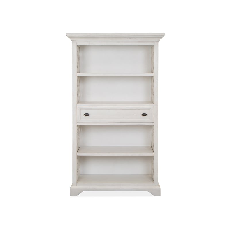 Bowery Hill Alabaster Bookcase With Adjustable Shelves and Drawer