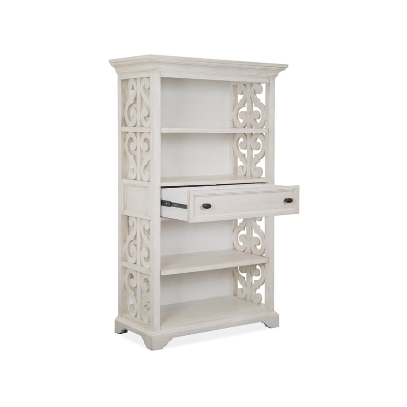 Bowery Hill Alabaster Bookcase With Adjustable Shelves and Drawer