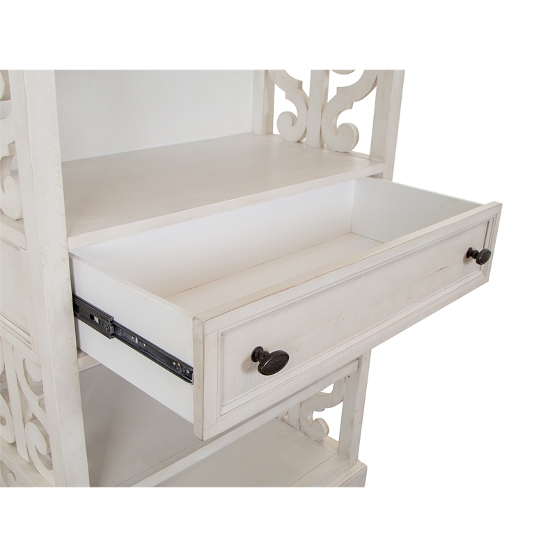 Bowery Hill Alabaster Bookcase With Adjustable Shelves and Drawer