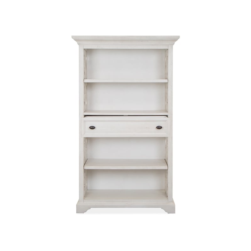 Bowery Hill Alabaster Bookcase With Adjustable Shelves and Drawer