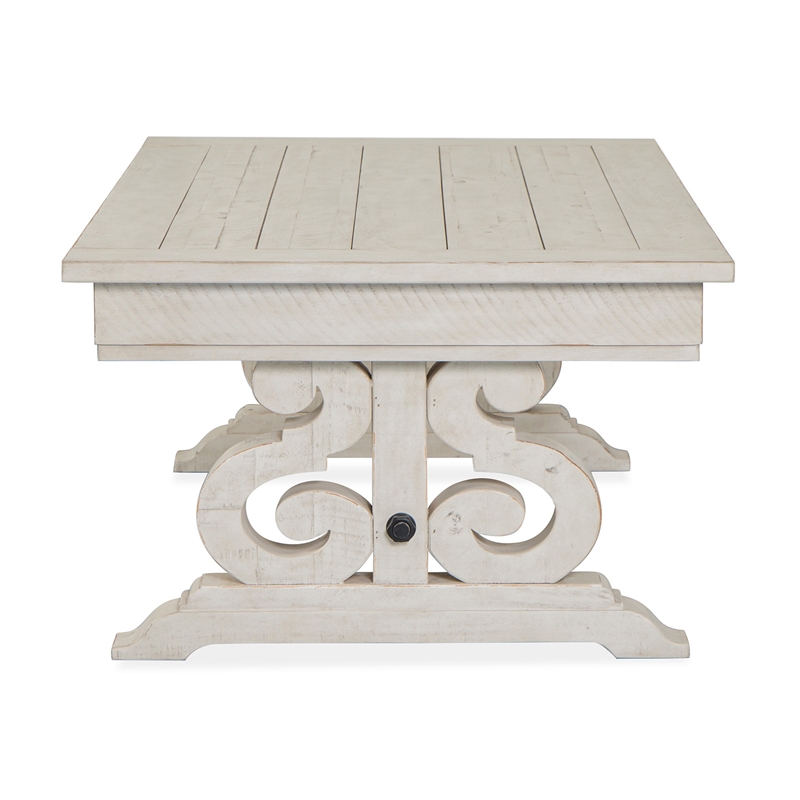 Bowery Hill Alabaster Rectangular Cocktail Table With Metal Stretcher