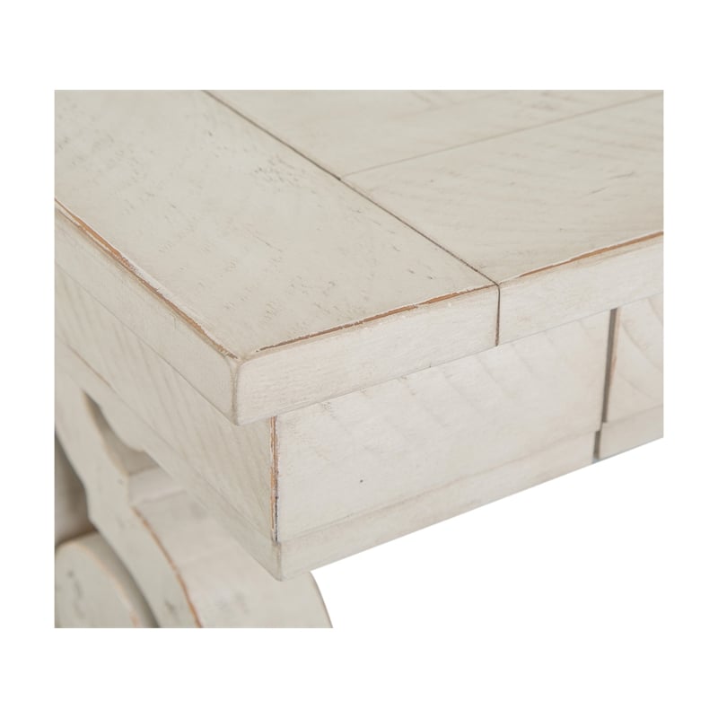 Bowery Hill Alabaster Rectangular Cocktail Table With Metal Stretcher