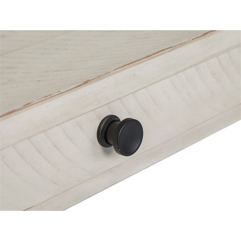 Bowery Hill Alabaster Rectangular Cocktail Table With Metal Stretcher