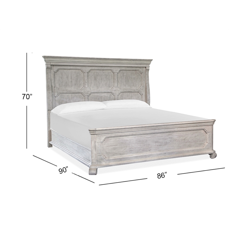 Bowery Hill Contemporary King Panel Bed in Alabaster With Bolt On Rails