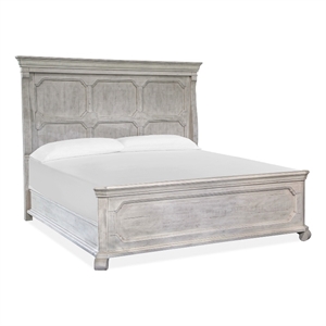 Bowery Hill Contemporary Queen Panel Bed in Alabaster With Bolt On Rails