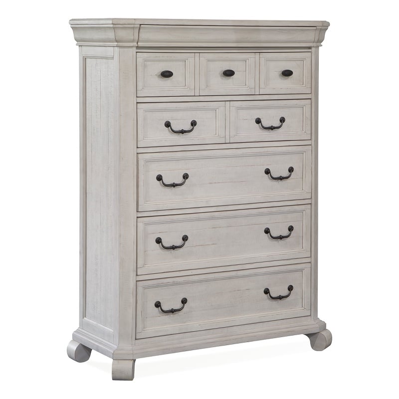 Bowery Hill 6-Drawer Bedroom Chest in Alabaster With Hidden Drawer