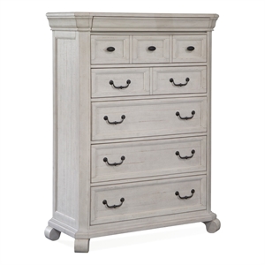 Bowery Hill 6-Drawer Bedroom Chest in Alabaster With Hidden Drawer
