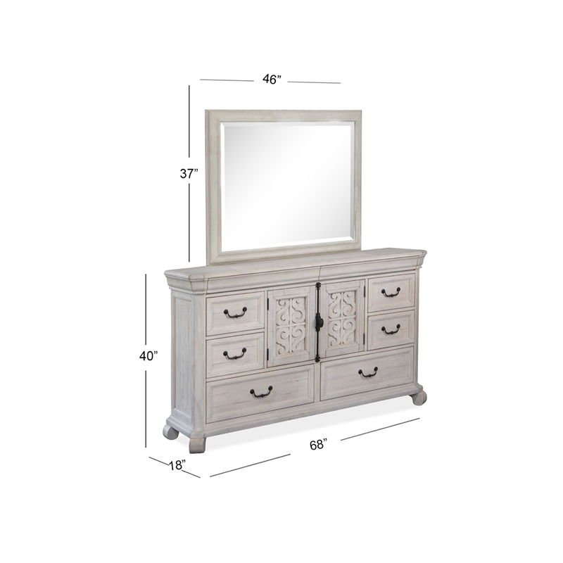 Bowery Hill Alabaster 8-Drawer Dresser With Flip Panel Doors