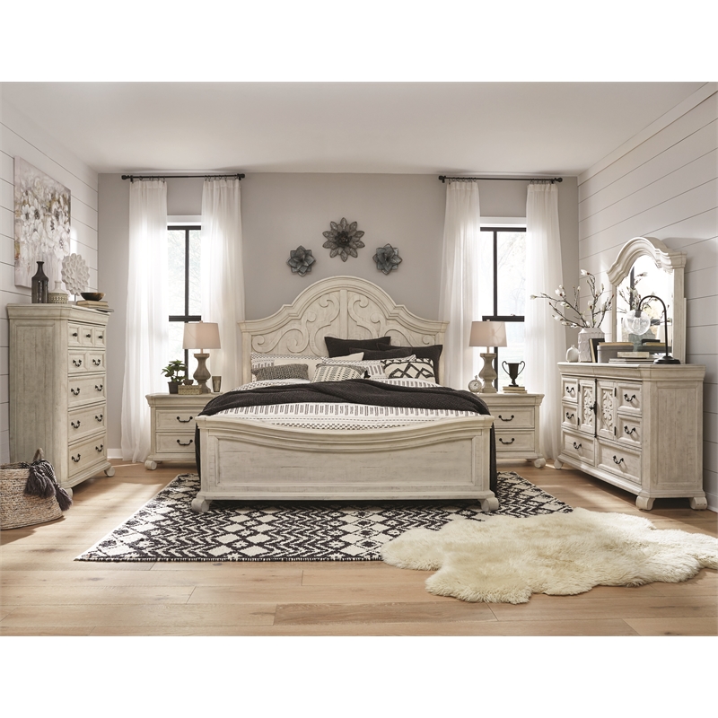 Bowery Hill Alabaster 8-Drawer Dresser With Flip Panel Doors