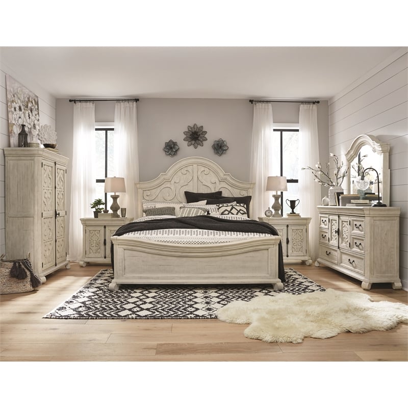 Bowery Hill Alabaster 8-Drawer Dresser With Flip Panel Doors