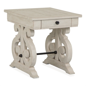 Bowery Hill Alabaster Rectangular End Table With Metal Stretcher