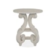 Bowery Hill Alabaster Round Accent Table With 2 Fixed Wood Shelves