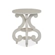 Bowery Hill Alabaster Round Accent Table With 2 Fixed Wood Shelves